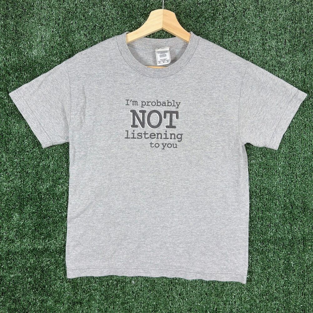 AAA Youth Graphic T-Shirt Size M Gray Probably Not Listening To You Funny Teens
